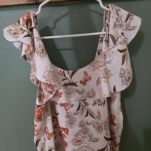 Floral Ruffle Sleeve Women's Top